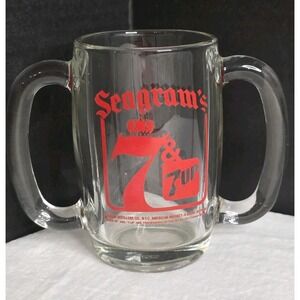 Vintage 1981 Seagram's 7‎ and 7-Up Glass Double Handled Mug EUC Anchor Hocking